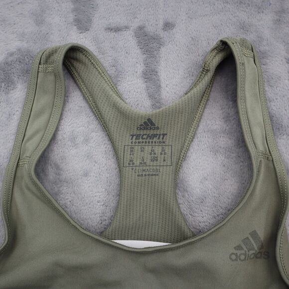 Adidas Sports Bra Womens XS Gray Scoop Neck Racerback Tech Fit Compression Top - Picture 6 of 12